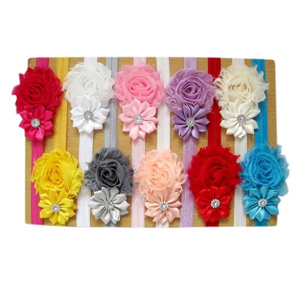 

5pcs lovely hair band baby girl's headbands chiffon hair flower item type band headwear set accessories, Slivery;white
