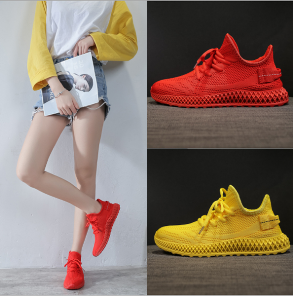 

2020 fashion women sneakers tenis feminino casual shoes women flying breathable mesh sneakers yellow red basket femme, Black
