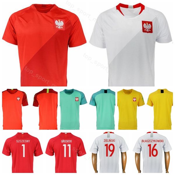 

Men 2018 World Cup Soccer 9 LEWANDOWSKI Jersey 7 MILIK 16 BLASZCYKOWSKI Football Shirt Kits Home White Away Red 11 GROSICKI PISZCZEK