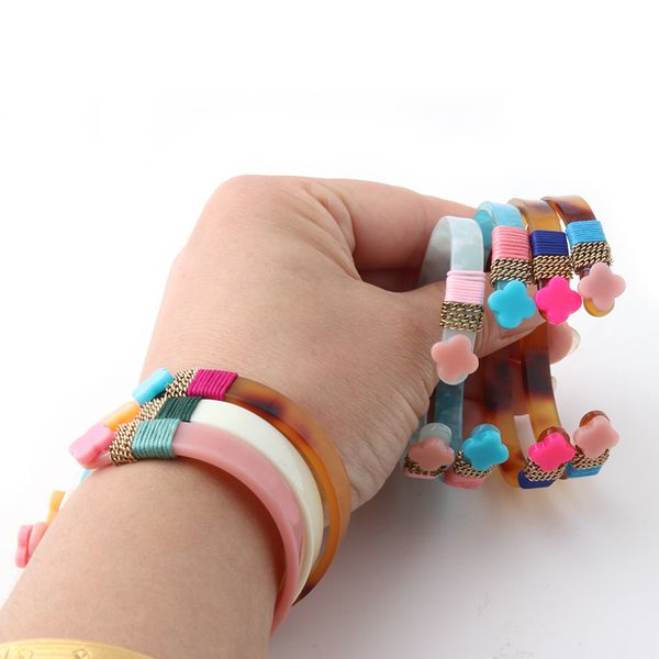 

neefuwofu ethnic style handmade bracelets over leopard tiger resin bracelet bangles woman open gradient manual national wind, White