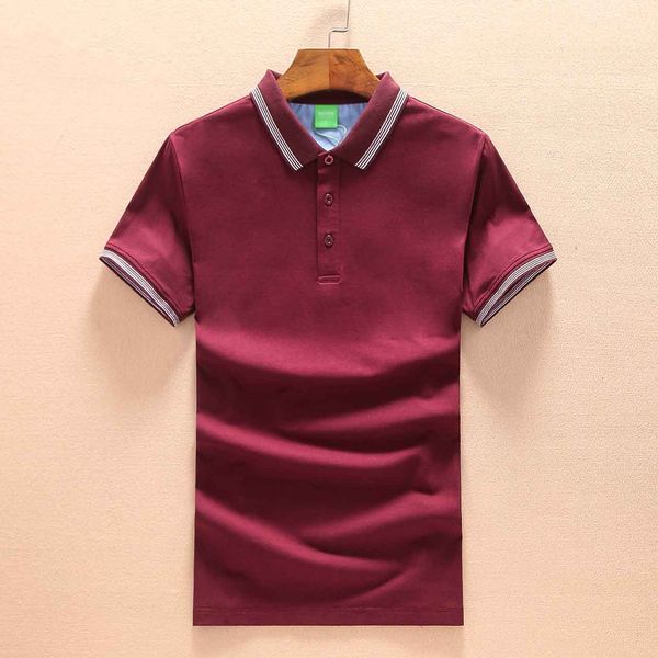 

bosses new trend brand t-shirt men's cotton short-sleeved classic solid color simple luxury short-sleeved striped polo shirt, White;black