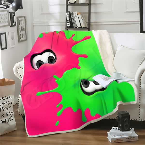 

game splatoon ocs pink green blanket 3d printed double layer sofa travel throw blankets teens women bedding plush quilt