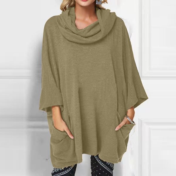 

5xl womens plus size tunic blouse scarf collar plus size pure color long sleeves pocket pullover blouse chemisier femme, White