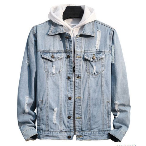 

mens designer fashion casual youth hole denim jacketh, Black;brown