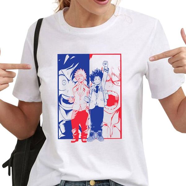 

my hero academia tees women anime printed tshirt female boku no hero academia short sleevce, White