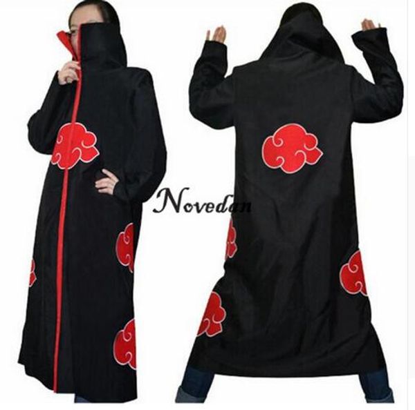 

наруто косплей костюм акацуки плащ с капюшоном наруто учиха итачи аниме косплей костюм, Black