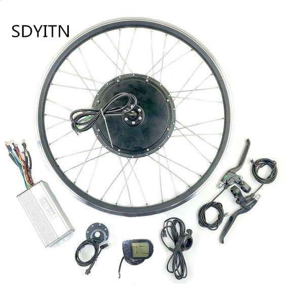 

sdyitn electric bicycle bldc conversion kit with lcd5 display 48v1500w e-bike rear rotate hub motor with spoke and rim