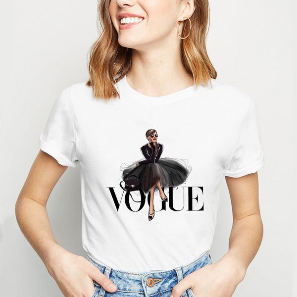 

оптовая продажа 2020 летняя мода мода новый женский футболка взрыв источник питания печать дамы с коротким рукавом футболка, White