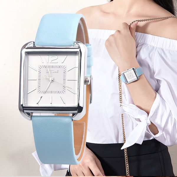 

oktime classic watches women vintage square scale casual quartz watch ladies fashion wristwatch female clock, Slivery;brown