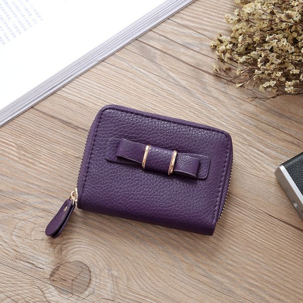 

ougger short fashion latest model cute wallet korean style women's wallets purple pu with bow, Red;black