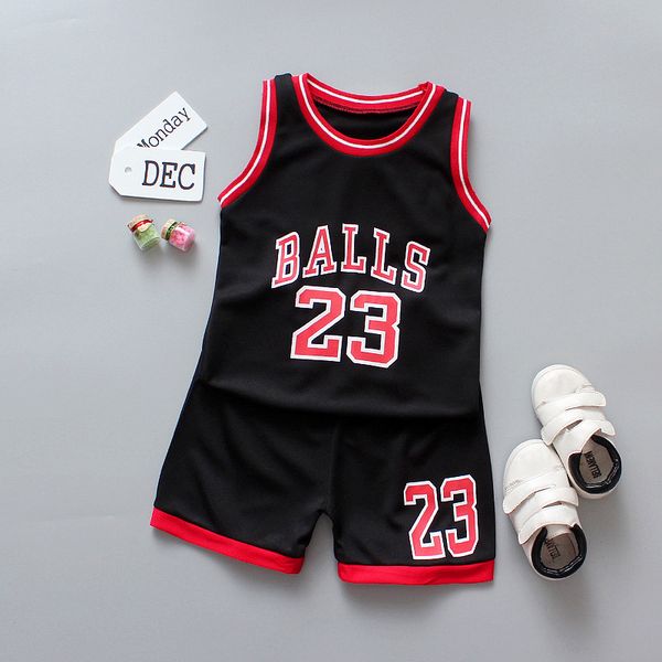 

2020 new summer child cotton 2pcs sets sports children lovely suit baby boys suit fashion basketball clothes kids 1 2 3 4 year, White