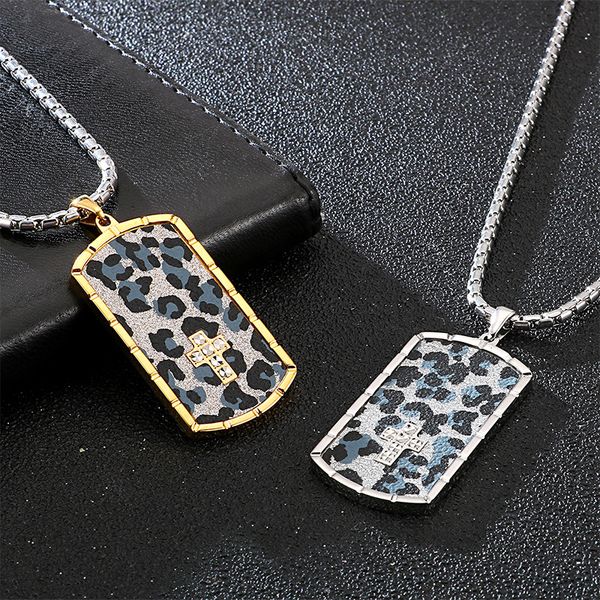 

punk card dog tags pendant necklace for men fashion hip hop stainless steel necklaces fashion jewelry gift, Silver