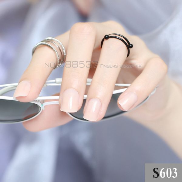

2017 seller 24pcs false nails nude colour candy short round square head simple comfortable fake nail all wrapped s603, Red;gold