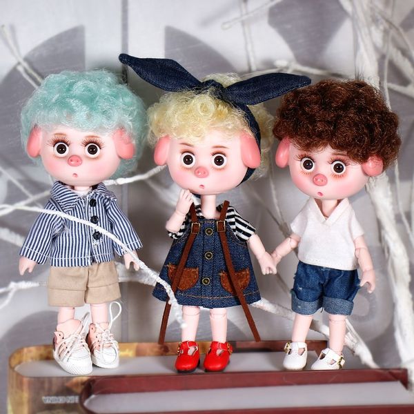 

dbs 1/12 bjd 26 совместное тело милая свинья ob11 кукла с одеждой обувь детский подарок 15 см мини кукла имя додо девушка игрушка diy t20042