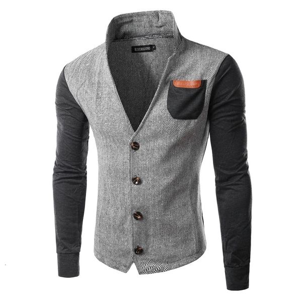 

men's fashion casual stitching collar cardigan sweater coat v191022, White;black