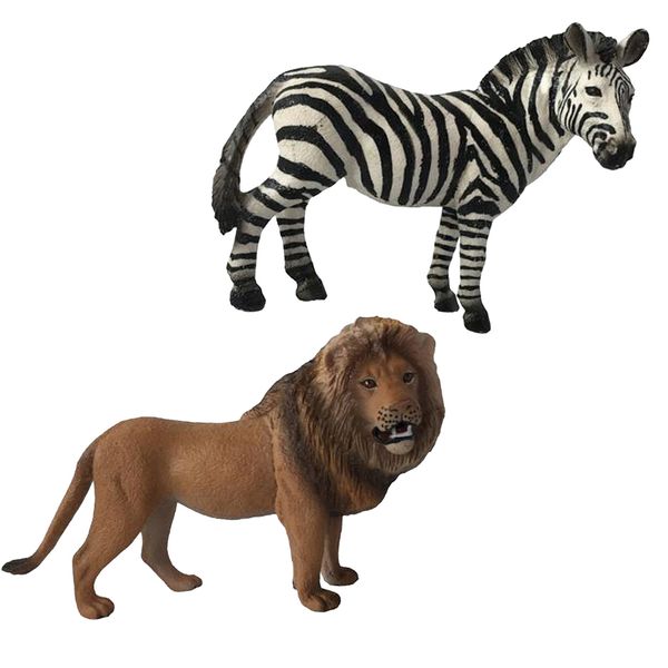 

simulation animals action figures animals model toy for kids - ( lion zebra