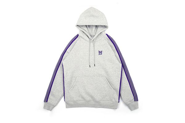 

awge butterfly embroidery hoodies men women winter thick fleeces a$ap side ag striped hoody sweatshirts cotton men hoodies, Black