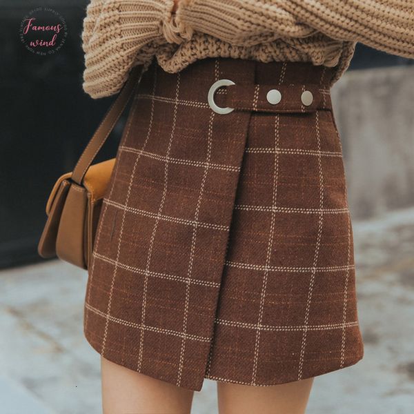 

2020 women skirt autumn and winter harajuku thickened woolen plaid skirt female cute japanese kawaii skirts, Black