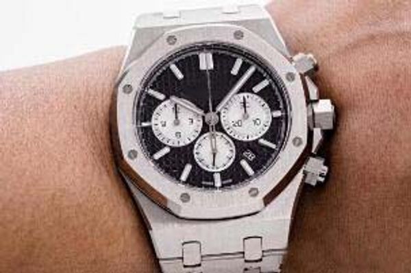 

factory luxury royal oak mens watches 7750 chronograph automatic stainless steel case strap sapphire crystal folding buckle men wristwatches, Slivery;brown