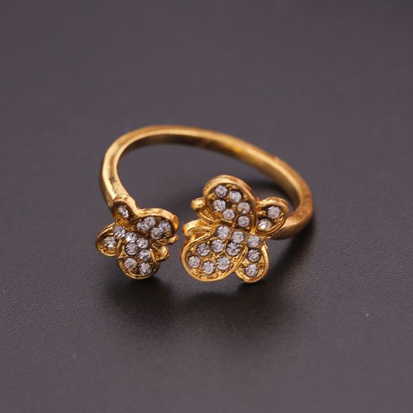 

fashion gold double butterfly crystal rings for women&girl opening adjustable charm female ring shopping party jewelry wholesale, Golden;silver