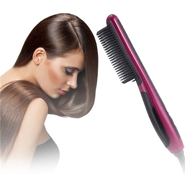 

ceramic electric beard hair brushes straightening irons lcd display fast hair straightener comb styling massage straight, Black