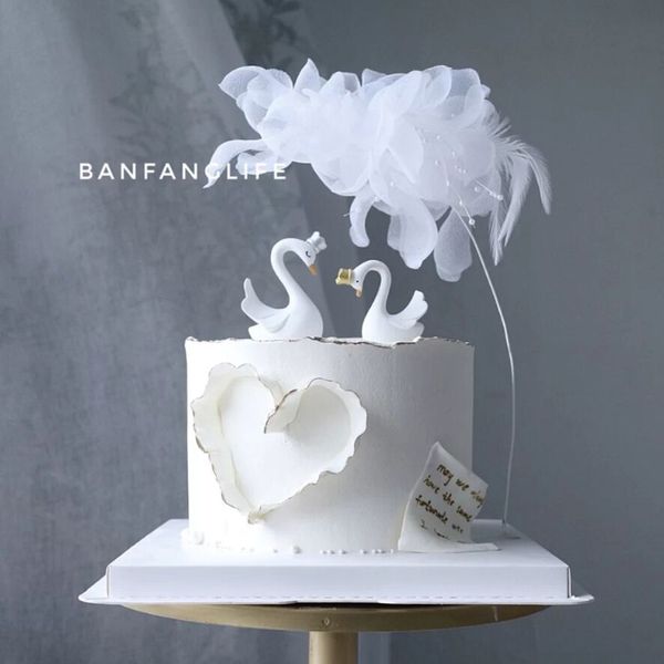 

white swan cake decoration decorations, the new year swan wedding party dessert table decoration
