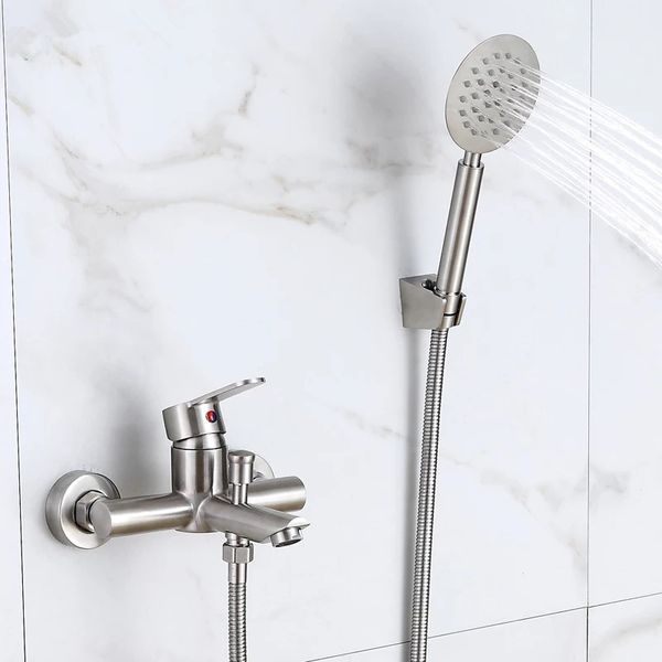 

304 stainless steel bathroom Basin bathtub shower Mixer faucet With Handle Shower Tap Bathtub Faucet Set