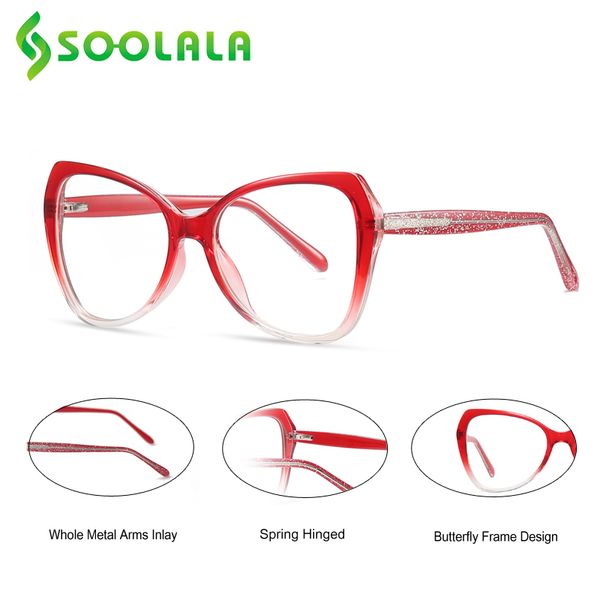 

soolala butterfly blue light blocking glasses womens spring hinge tr90 anti glare bluelight computer eyeglasses frame, White;black