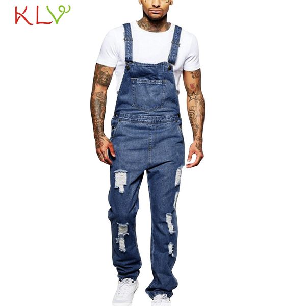 

jeans men summer pockets hole denim jumpsuit casual streetwear overall long pants man fitness pantalones hombre cortos 2019 19my, Blue