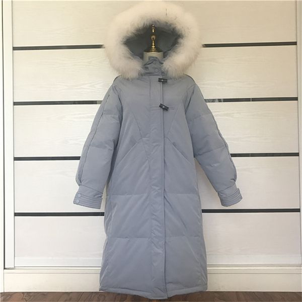 

women's down & parkas jacket women 2021 winter mid-length over the knee big fur collar hooded fashion white duck warm 052, Black