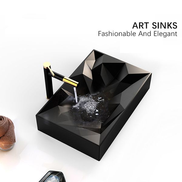 

art bathroom sinks 560*355*120mm matte black ceramic vessel lavatory sink handmade washing basin bowl modern design