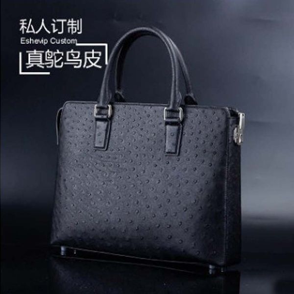 

ourui style true ostrich leather men a briefcase combination lock men handbag