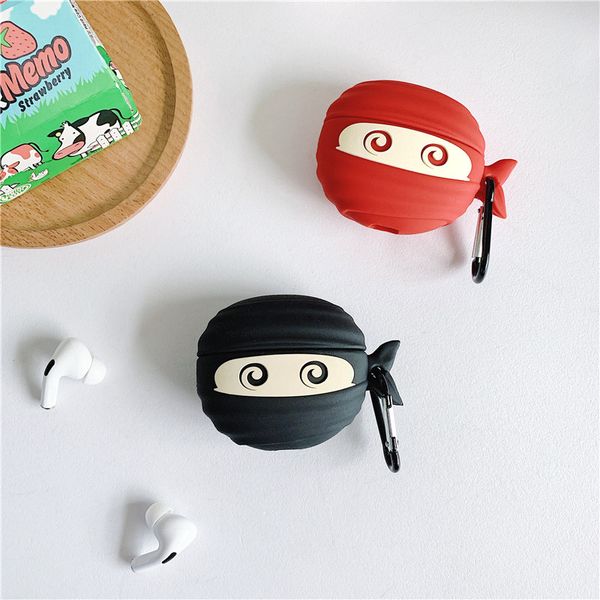 

cartoon figure cute silicone ninja wear mask for apple airpods pro charging case bluetooth wireless headset cover