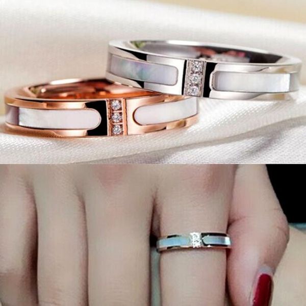 

316l titanium steel three diamond ring shell plating 18k rose gold finger rings the new foreign trade fashion band rings quality, Silver