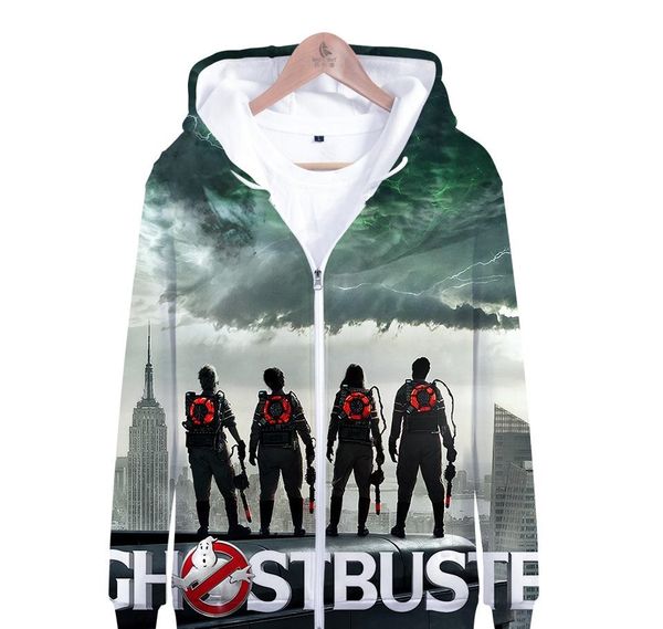 New Ghost Busters Hoodies Sweatshirt Cosplay Zip up Outwear Jacket Coat Costumes