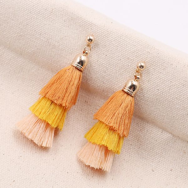 

bohemian fashion jewelry women's earrings colorful tassels dangle stud earrings s456, Silver