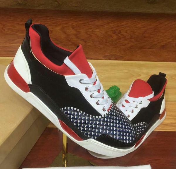 

Height increa ing new men fa hion hoe red bottom neaker black genuine leather loui falt pi