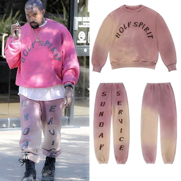 

2019 kanye west sunday service holy spirit ky hoodie women men hoodies sweatshirt men tie dyeing cotton hoodie pullover, Black