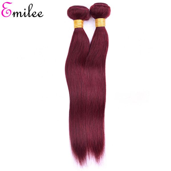 

emilee red burgundy 99j human hair extensions 3 bundles ombre remy hair weave 99j straight hair bundles, Black