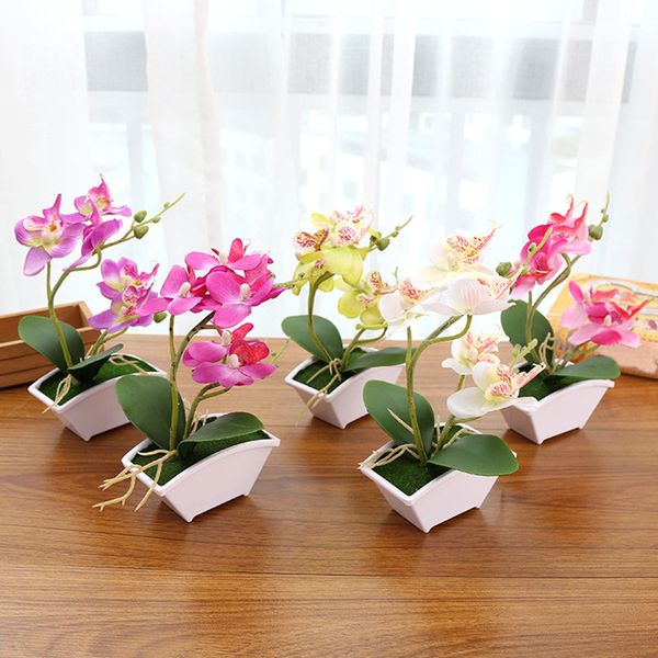 

1 pcs artificial flowers phalaenopsis bonsai butterfly orchid plants overall floral for home wedding km88