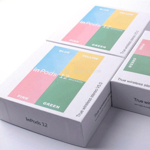 

tws inpods 12 macaron v5.0 stereo cell phone earphones sports sweatproof wireless headphone touch earbuds pop up