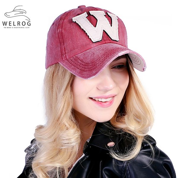 

welrig 1pc korean style washed denim snapback caps spring summer cotton letter w new men women baseball cap sunblock hats, Blue;gray