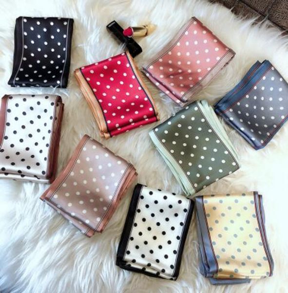 

2019 new 9x98cm women skinny polka dot scarf long narrow silk ribbon scarfs necktie ladies thin tie neck scarves