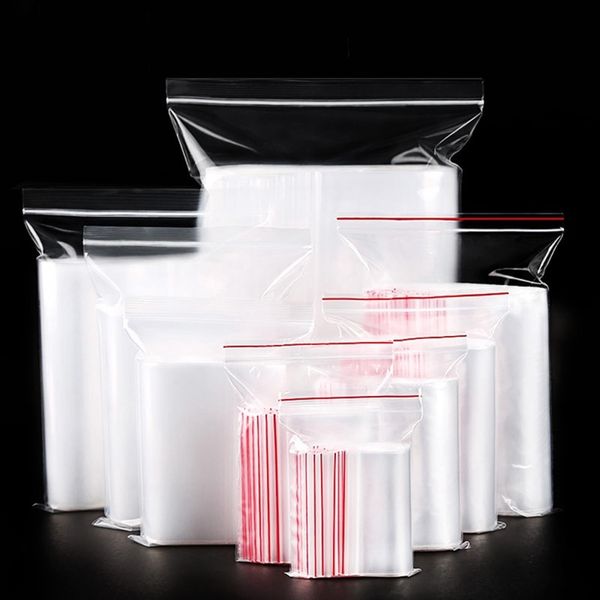 

100pcs zip пластиковые застежка сумки transparent resealable ювелирные изделия / продукты питания сумка для хранения кухня рамки дисплея про