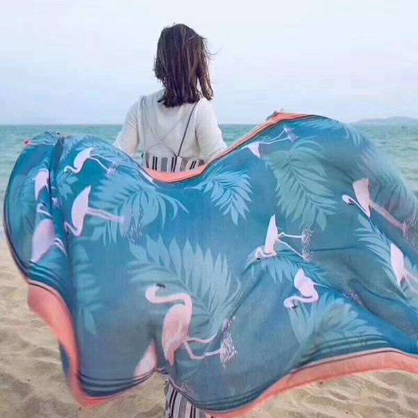 

2020 spring new style women scarf printed cotton linen tassels shawl sun-resistant beach towel long scarves scarf women 90*180cm, Blue;gray
