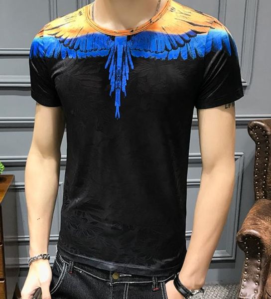 

MARCELO BURLON Tshirts for Mens Summer Clothing Colorful Wing Printed Tops Short Sleeved Tees