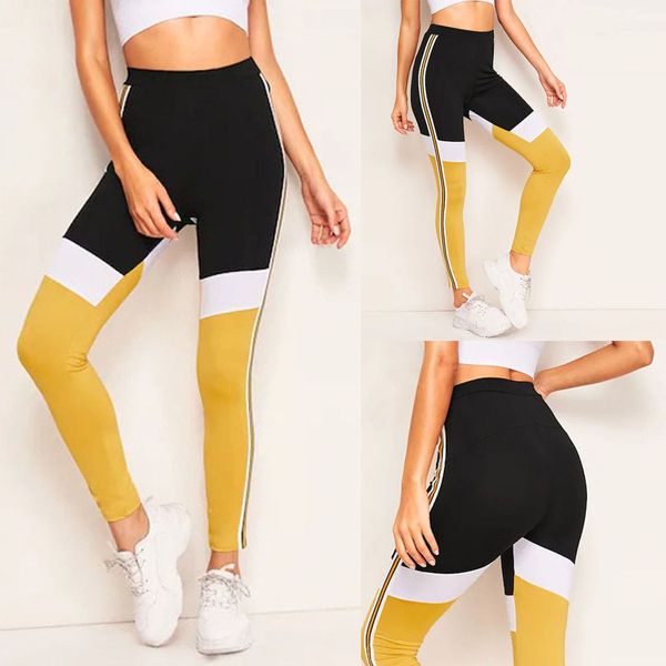 

ladies stitching breathable and slim hip-lifting exercise running yoga pants ladies tights woman sports fitness 2019 new a3052, White;red