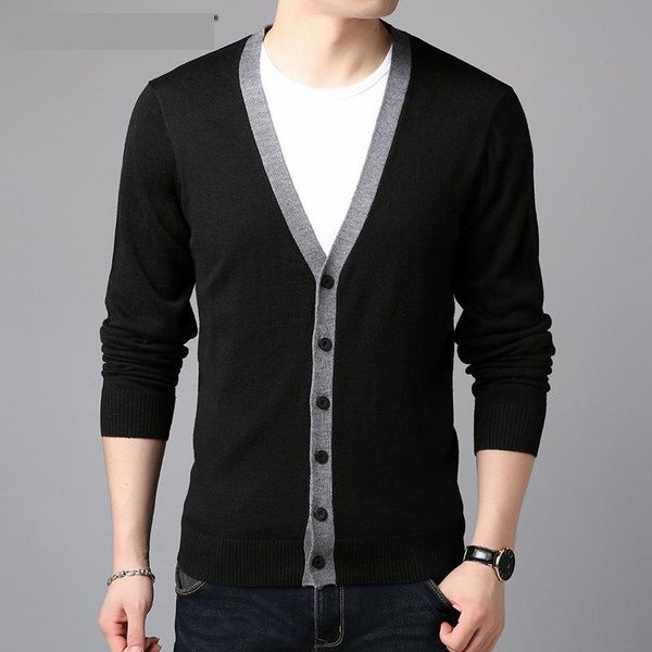 

2019 sweater men casual v-neck cardigan men clothes autumn winter new arrivals knitted cashmere wool mens sweaters, White;black