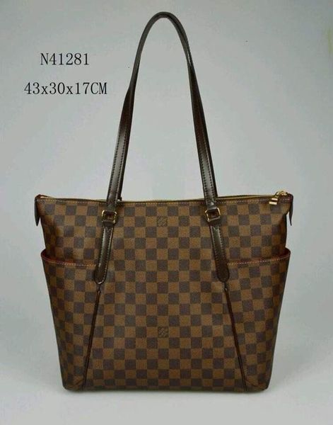 

n41281 damier ebène checkerboard classic fashion totally mm handbag oxidized real leather iconic bags shoulder bag