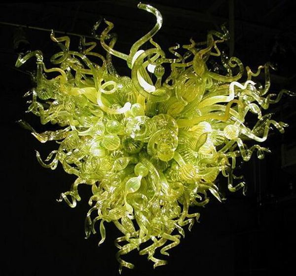Decoração da arte moderna mão soprada vidro candelabro cristais de cor verde forma de coração decoração de casamento diodo emissor de luz de pingente de pingente de pingente